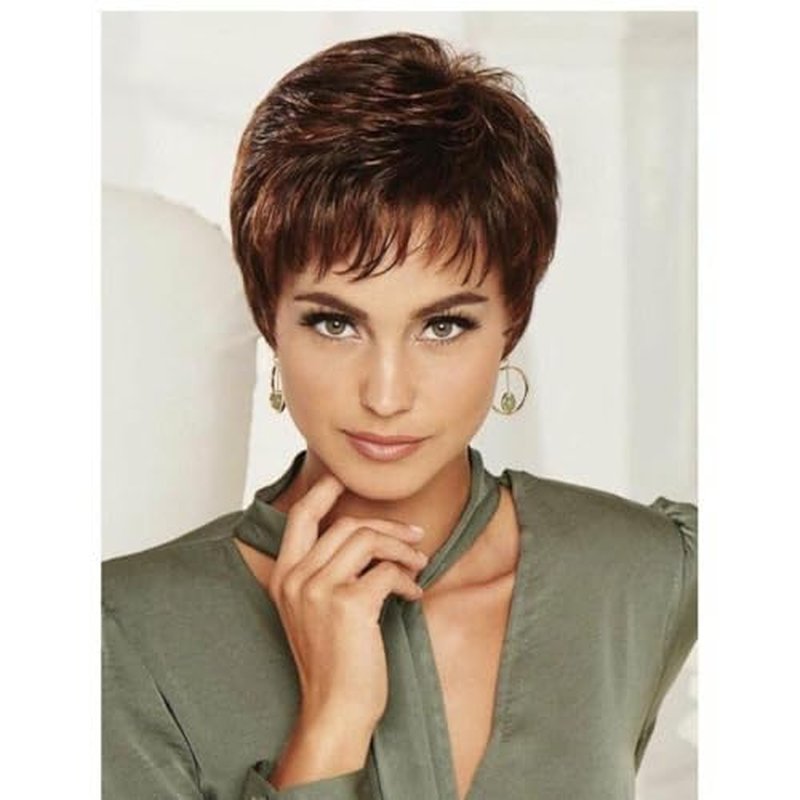 Raquel Welch Winner Pixie Boy Cut Short Wig by Hairuwear, Large Cap, R830 Ginger Brown