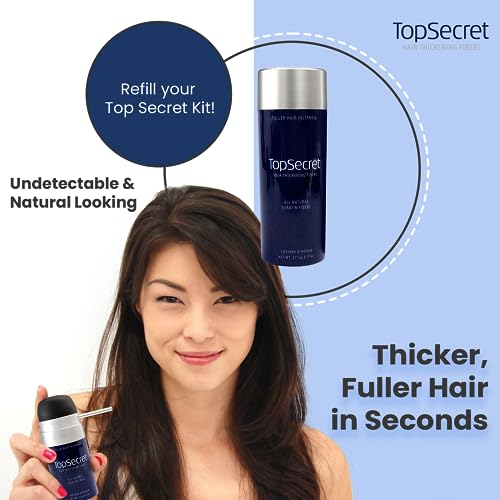Top Secret Hair Thickening Building Fibers Refills - Undetectable & Natural Hair Filler - for Men & Women - Instantly Fill In Fine Thinning Hair - Weather & Sweat Resistant (Silver, Regular)