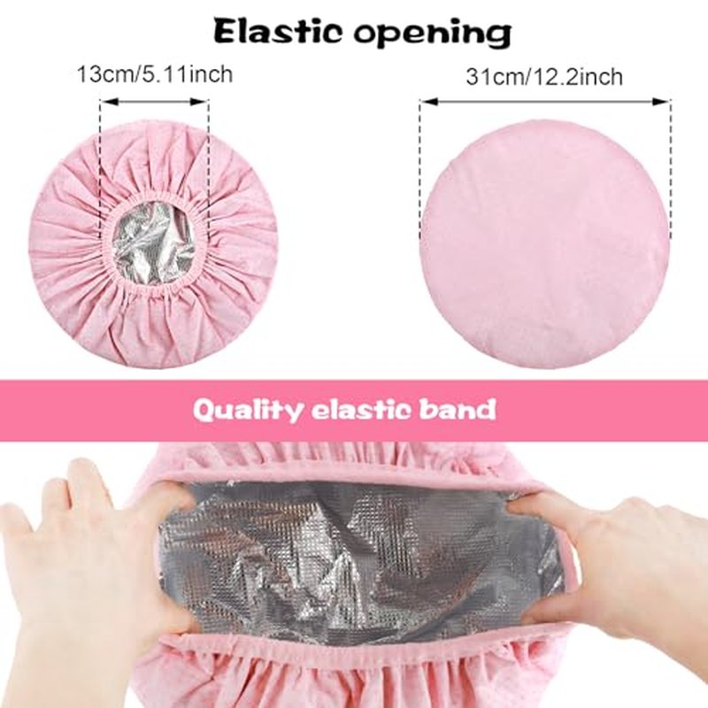 2 Pcs Pink Series Deep Conditioning Hot Oil Hair Treatment Caps - Waterproof, Double Layer, Reusable Shower & Steam Caps