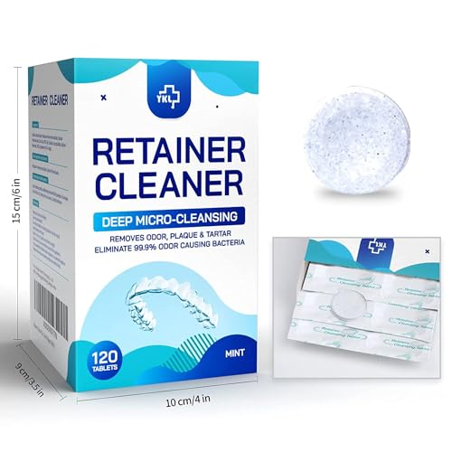 Retainer & Denture Cleaner Tablets - 4 Months Supply (120 pcs) Dental Retainers for Aligner - Mouth & Night Guards - False Teeth Whitening - Removes Odor & Plaque (120 Pcs)