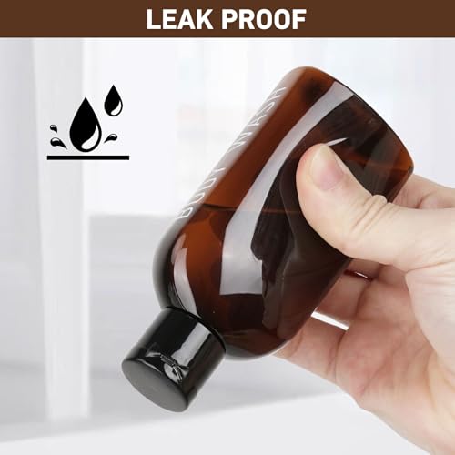 Travel Kit - 10 Pcs Travel Bottles for Toiletries, TSA Approved, Leak Proof Plastic Small Cream Jars & Refillable Spray Bottle for Shampoo, Conditioner (Brown)