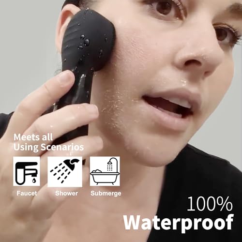 Silicone Face Scrubber, N?graCoola CLIE 2.0 Facial Cleansing Brush, Rechargeable, Waterproof Face Scrub Brush for Cleansing, Exfoliating, Massaging, Electric Facial Exfoliator for Women & Men - Black