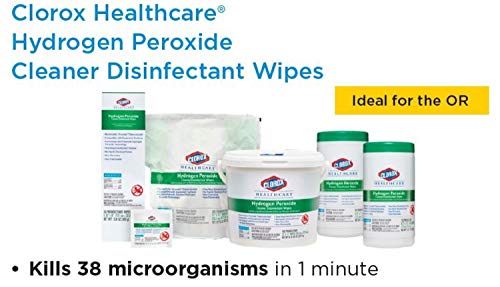 Clorox Healthcare Hydrogen Peroxide Cleaner Disinfectant Wipes, 6.75" x 9", 95 Count (Package May Vary)