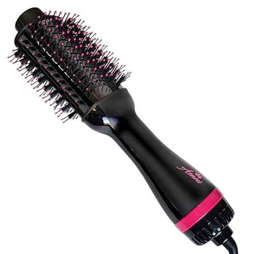 Asani 4-in-1 Hair Dryer Brush - Blowout, Curling, Straightening & Comb with Anti-Frizz Ceramic Titanium Barrel for All Hair Types (120 Volt)