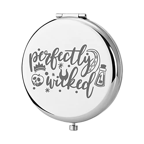 KEYCHIN Villains Movie Pocket Mirror Evil Queen Fans Gifts Perfectly Wicked Halloween Compact Mirror for Women Girl Teenagers (Perfectly Wicked Mirror-S)