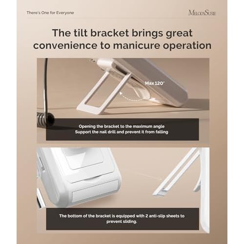 MelodySusie 2 in 1 Professional Nail Drill, 30000 RPM SC330G Electric Nail File with Kickstand for Gel Nails Polishing Removing, Portable Cordless Nail Efile for Manicure Pedicure at Home & Salon,Gold