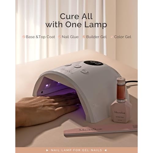MelodySusie Compact Advanced UV LED Nail Lamp, P-Plus30F Nail Dryer with 3 Timers & Smart Sensor Cures All Gels, Especially Rhinestone Glue, Solid & Liner Gel Polishes for Advanced DIY at Home-White
