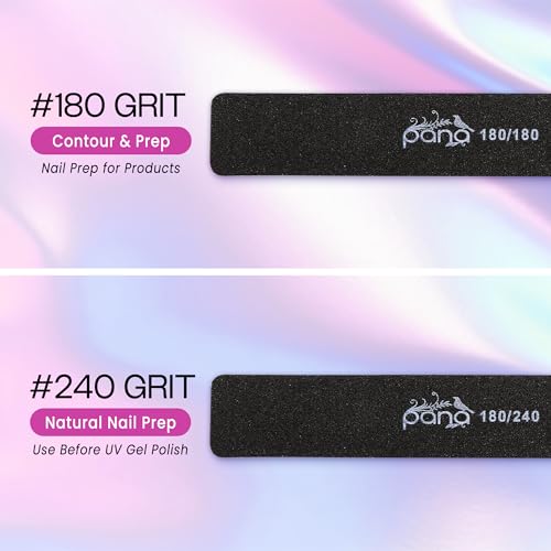 10pcs - PANA Jumbo Double-Sided Emery Nail File for Manicure, Pedicure, Natural, and Acrylic Nails - Black (Grit 80/80)