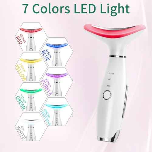 7 Color True Beauty Glow Facial Massager, Red-Light-Therapy Wand for Facial Skin Care, Vibrating Massager for Face and Neck, Galvanic Facial Machine, Lymphatic Drainage Massager Face