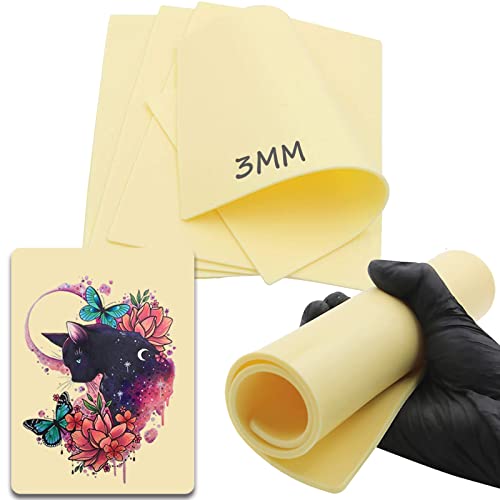 3Pcs 3MM Tattoo Practice Skin - 8"x12" Double Sides, Thick Silicone Fake Skin for Beginners and Artists