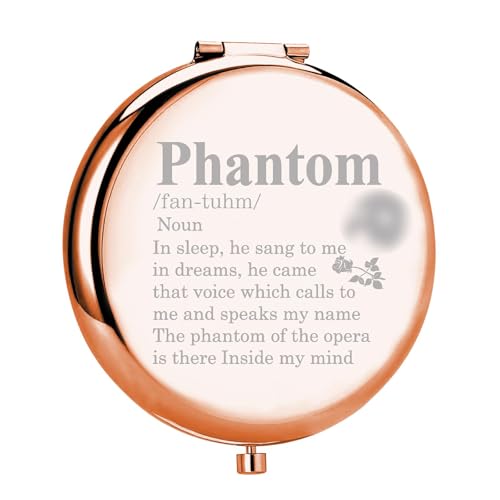 UJIMS Opera Drama Lover Gift Phantom Mask and Rose Compact Mirror Musicals Phantom Gift for Fans (Phantom Mirror)