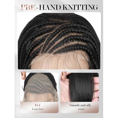 Quantum Love 13x4 Straight Bob Lace Frontal Wigs Braided Wigs for Black Women Braids Cornrows Lace Straight Bob Wigs Handmade Lace Frontal Synthetic Glueless Wig