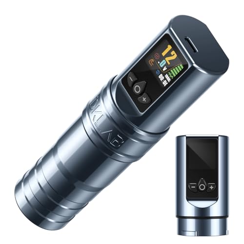 DKLAB New DK-W1 Pro Wireless Tattoo Gun Pen Kit Supply with Japanese Coreless Motor & 2 Pieces of 2400mAh Battery Power for Permanent Make Up Artists (Gray, 4.0mm Stroke)