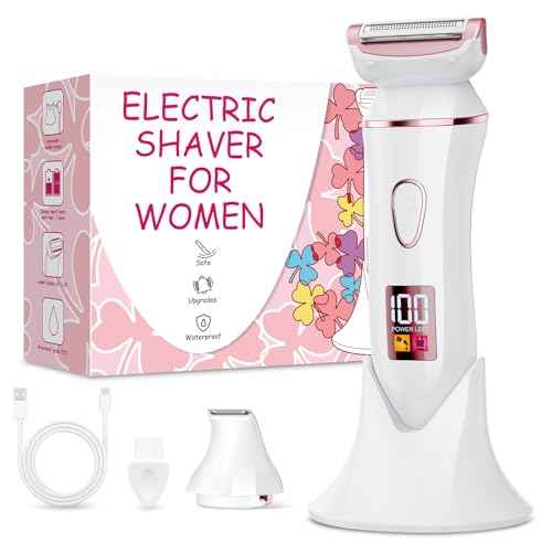 2-in-1 Bikini Trimmer for Women, Gifts for Women, Electric Shaver for Womens, Rechargeable Wet Dry Lady Hair Remover,IPX7 Waterproof, Razor for Legs