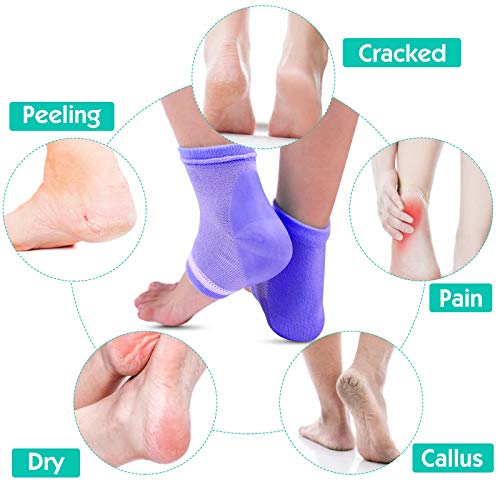 Selizo 6 Pairs Heel Moisturizing Socks Open Toe Socks Cracked Gel Heel Socks Foot Toeless Heel Repair Socks for Women Dry Hard Cracked Feet, 6 Colors