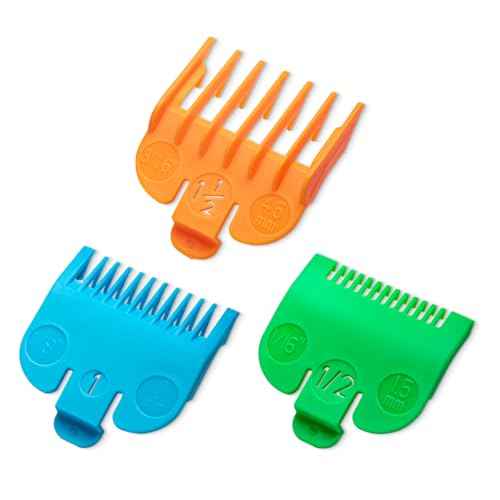 Clipper Guards Set Compatible with Most Wahl Clippers, Clipper Guides Replacement - Guard Number: #1/2, #1 and #1 1/2 (Length: 1/16 inch, 1/8 inch and 3/16 inch)