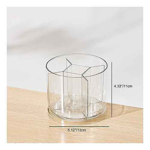 Makeup Brush Holder 360 Rotating Makeup Brushes Organizer for Vanity, 5 Slots Makeup Organizers & Storage, Multi-Functional Pencil Pen Holder for Desk, Cosmetic Storage Container Cup (Clear)