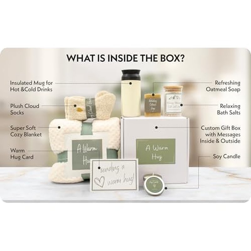 A Warm Hug Gift Box for Women - Cozy, Relaxing Self Care, Get Well, Sympathy, Thinking of You - Thoughtfully Curated Box for Her