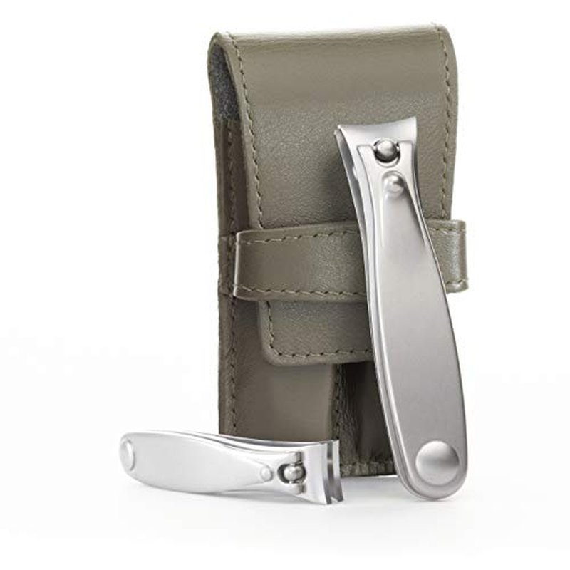 GERMANIKURE Nail Clippers Set in Green Leather Case ? Ethically Made in Solingen Germany, FINOX Stainless Steel Tools ? Professional Quality Manicure & Pedicure Kit