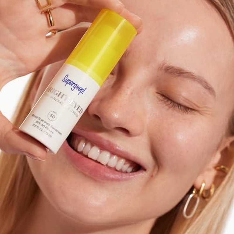 Supergoop! Bright-Eyed Mineral Eye Cream - 0.5 fl oz, Pack of 2 - SPF 40 PA+++ Hydrating & Illuminating Mineral Sunscreen - Under Eye Cream for Dark Circles & Puffiness - Revives Tired Eyes