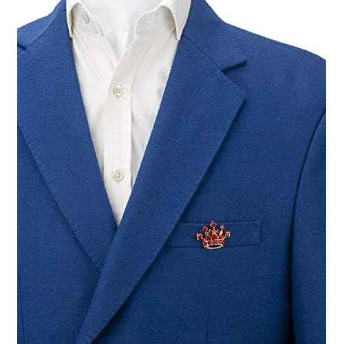 Knighthood Golden Crown with Red Stone Detailing Lapel Pin Brooch Shirt Stud for Men Crystal Brooch