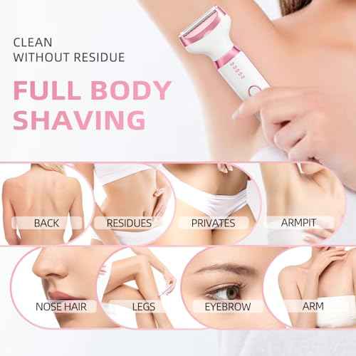 Electric Razor Shavers for Women Wet/Dry 5 in 1 Bikini Trimmer Face Razors for Face Nose Eyebrow Arms Armpit Legs Pubic Area Painless Facial Hair Removal