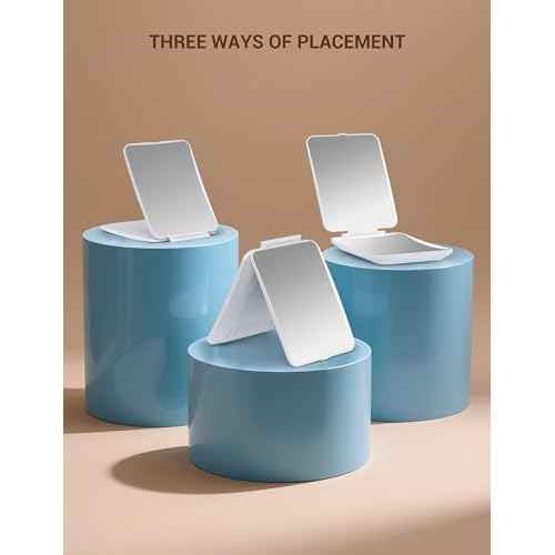 Travel Makeup Mirror with 1X/10X Magnifying, Portable Folding Make Up Tabletop Mirror for Office, Compact Vanity Mirror for Travel (Pearl White, No LED Lights)