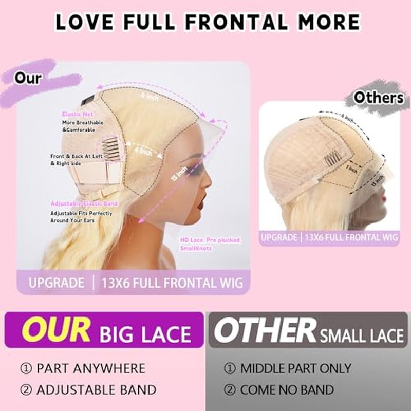 613 13x6 Lace Front Wig Human Hair 24 Inch Straight Blonde Wig Human Hair 13x6 200 Density HD Lace Front Wigs Human Hair Pre Plucked with Invisilbe Hairline Tiny Knots Tangle Free Shedding Free