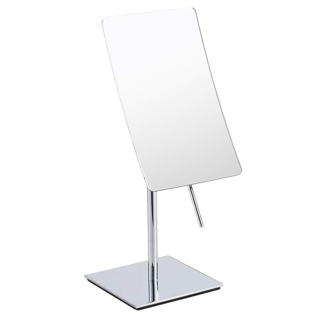 Gecious Table Standing Rectangular Vanity Makeup Mirror with 3X Magnification, Made of 304 Stainless Steel, for Hotel Bathroom Polished Chrome