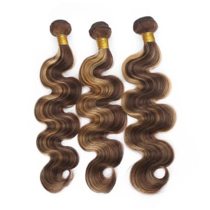 4/27 Human Hair Bundles Ombre Body Wave Bundles Healthy And Soft 12 14 16 Inch Unprocessed Remy Hair Extensions Highlight Honey Blonde for women 3pcs/set deals
