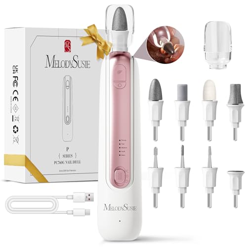MelodySusie Professional Manicure Pedicure Kit,8-in-1 Electric Nail Drill Set with 5 Speeds,Rechargeable Cordless E-File with 360¡Æ LED Light,Perfect Hand Foot Care Trimmer Polish Tools - PC760G