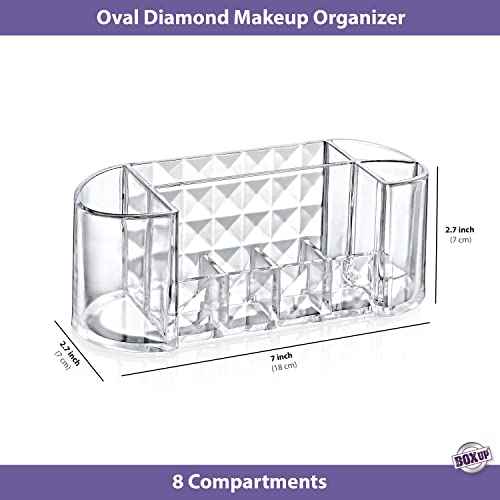 Boxup Makeup Organizer - 8 Compartments Lipstick Holder And Skin Care Desk Accessories, Cute Small Beauty Cosmetics Table Organizers For Women & Teen Girls, Pretty Lip Stick Gloss Storage Stand