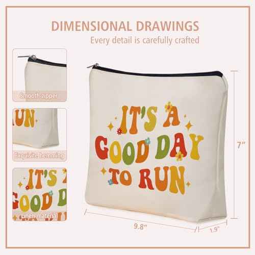 Running Christmas Gifts Makeup Bag: Cute Cosmetic & Toiletry Pouch It's a Good Day To Run For Girls & Womens Runner, Nieces, Girlfriends, Mom, Coworkers.Ideal Gift for Travel, Birthday