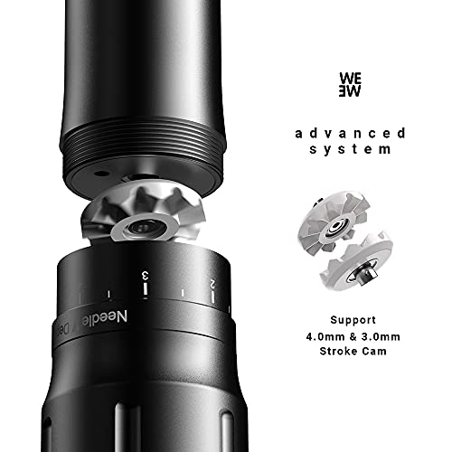 HAWINK Rotary Wireless Tattoo Machine Pen Kit Coreless Motor with 900mAh Two Battery 3 Boxes Cartridges 2 Stroke Cam CNC-M-WE-EN05CKIT