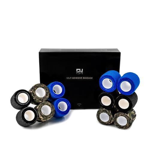 Grip Tape 12Pcs Self-Adhesive Bandage Cohesive Elastic Wrap for Tattoo Pen Machine Accessories