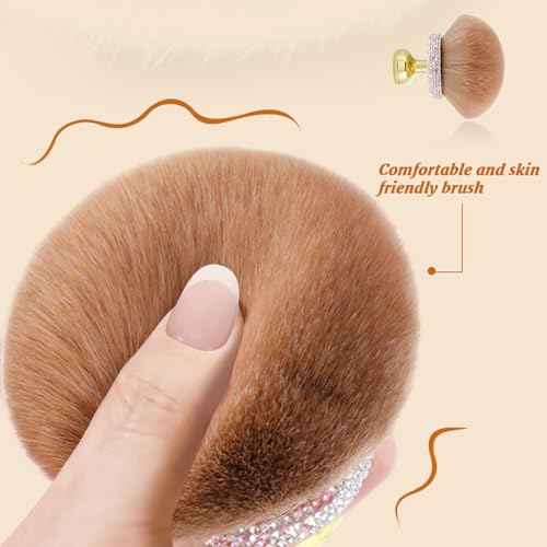 UNIMEIX Extra Large Body Makup Brush for Self Tanner with Drawstring Bag, 3.2 Inch Blend and Blur Body Sunscreen Applicator for Face, Legs, Body, Cream and Foundation (Gold)