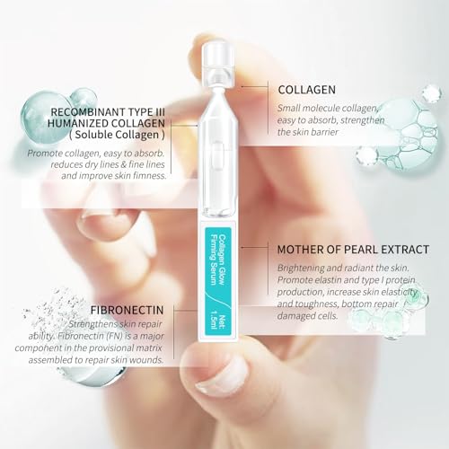 Collagen Glow Firming Face Serum - Fresh Facial Ampoule with Hyaluronic Acid, Adenosine & Centella ? Anti-Aging, Firming & Hydrating Skincare for Fine Lines, Wrinkles & Sensitive Skin -30 Vials