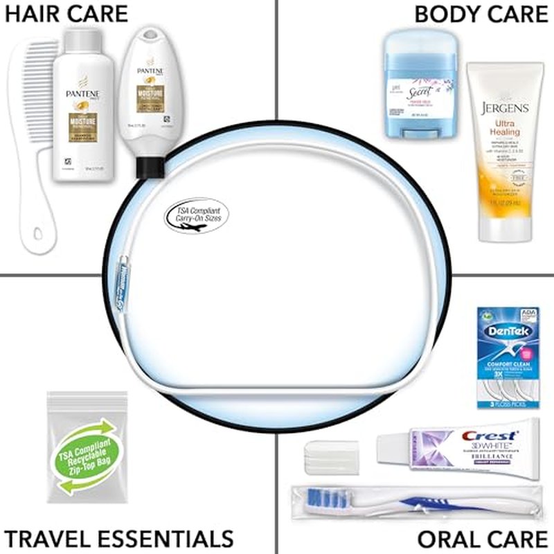 Convenience Kits International Women's Deluxe 10 Piece Kit with Travel Size TSA Compliant Essentials Featuring: Pantene Hair Products in Reusable Toiletry Zippered Bag