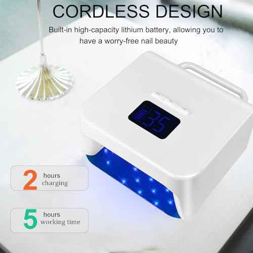 Cordless UV Nail Lamp,220W UV Light for Gel Nails, Rechargeable Professional LED Nail Lamp with 48 Beads & Touch Display, Built-in 3-Timer Modes & Auto Sensor, Fast Curing Nail Dryer