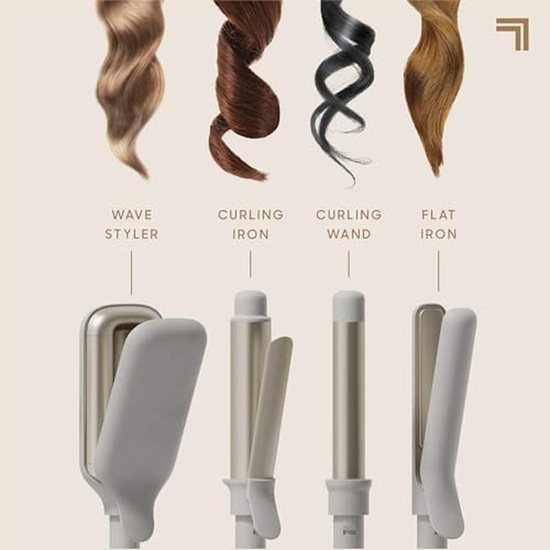 Sharper Image¢ç Revel 4-In-1 Styling Iron |4 Attachments| Multi-Styler 1" Curling Wand, Wave Styler, Flat Iron| Adjustable Heat| Ceramic Tourmaline Technology|Hair Straightener & Curler| Gift for Women