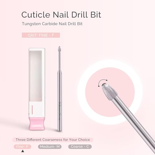 MelodySusie Cuticle Clean Nail Drill Bit 3/32'', Professional Safety Carbide Under Nail Cleaner Nail Bit for Cuticle Dead Skin Nail Prepare, Two Way Rotate, Manicure Nail Salon Supply(Silver, Fine)