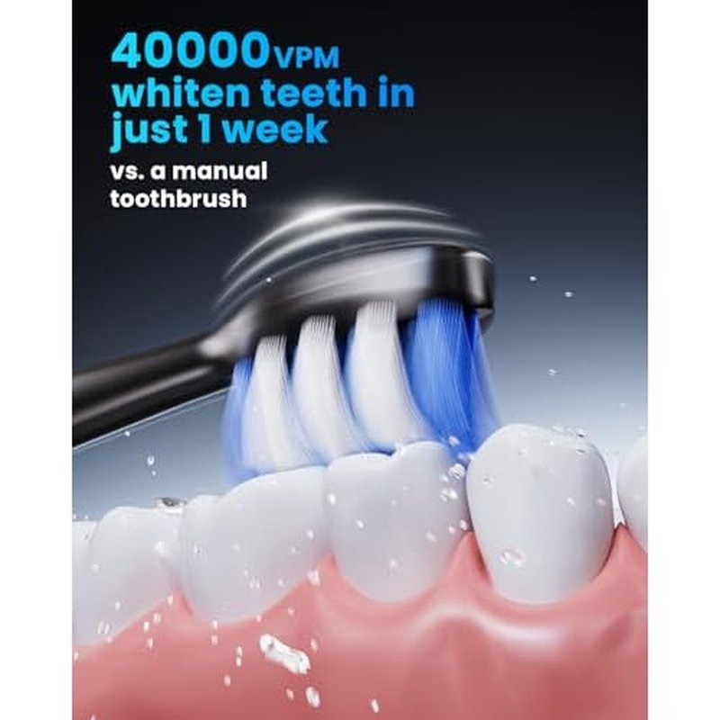 Onlyone Sonic Electric Toothbrush for Adults, Rechargeable Ultrasonic Electric Toothbrush with 8 Brush Heads, Travel Case, Charging Base & Wireless Charging - 5 Modes with Smart Timer