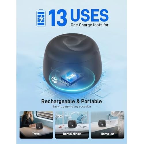 Ultrasonic Retainer Cleaner, EVA BELLE Denture Retainer Cleaner Machine, Tooth Cleaner for Oral Dental Care, Portable Rechargeable Dental Cleaning Pod for Night Guards, Braces, Aligner, Jewelry
