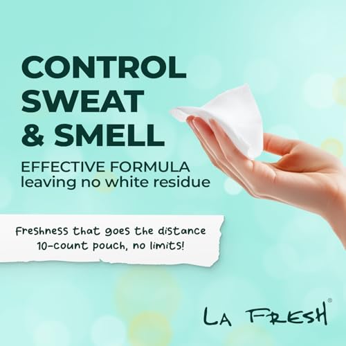 LA Fresh Antiperspirant Wipes, Body Deodorant Wipes for Women and Men, Pack of 3 10-count Pouches (30-count)