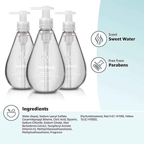 Method Gel Hand Soap, Sweet Water, Biodegradable Formula, 12 fl oz (Pack of 3)