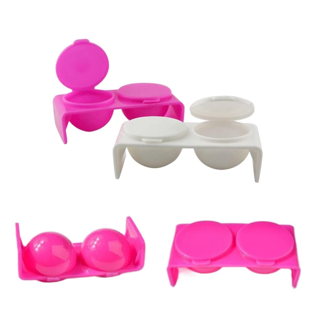 4 Pack Double Cup Plastics Nail Art Cup Bowl Dappen Soaking Dish with Lids for Mixing Acrylic Powder Liquid Nail Art Manicures Tools, Washing Brush Cup (White, Rose Red)
