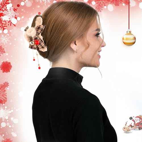 3Pcs Christmas Hair Claw Clips for Women Girls, Holiday Fluffy Claw Clips for Christmas Hair Accessories Outfit Gifts