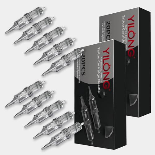 YILONG Tattoo Needles Pro: Upgrade More Stable and Smooth, 20pcs Mixed Sizes #12 3RL 5RL 7RM 9RM Disposable Cartridge Needles, Round Liner and Round Magnum Needles for Tattoo Gun Machine