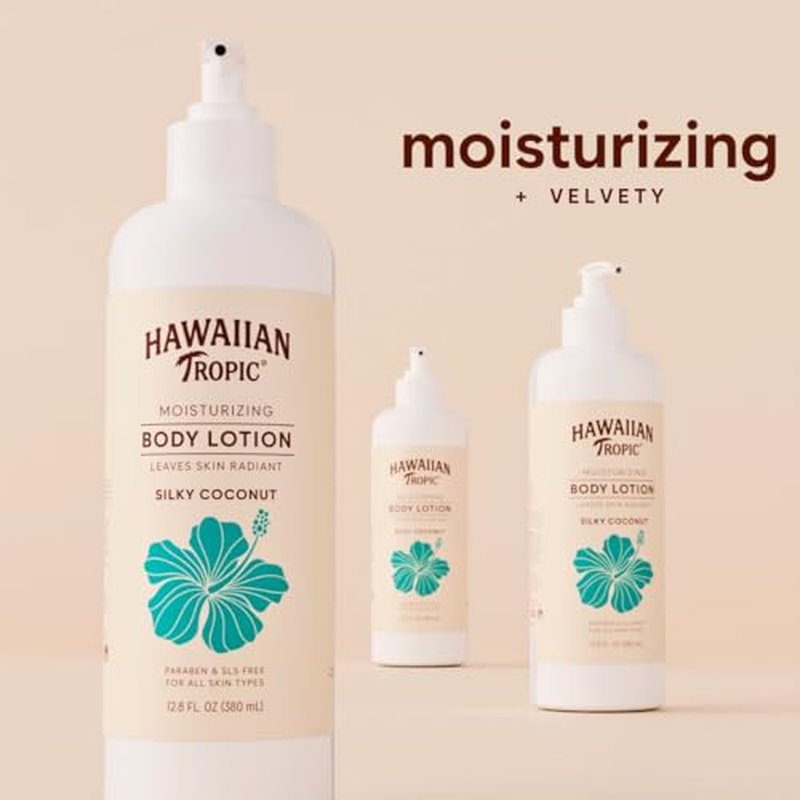 Hawaiian Tropic Moisturizing Body Lotion 5 Pack, 380ml Bottle, Silky Coconut Scent, SLS Free, Paraben Free, for Hotel Amenities, Travel Size, Vacation Rental Supplies, Airbnb Essentials