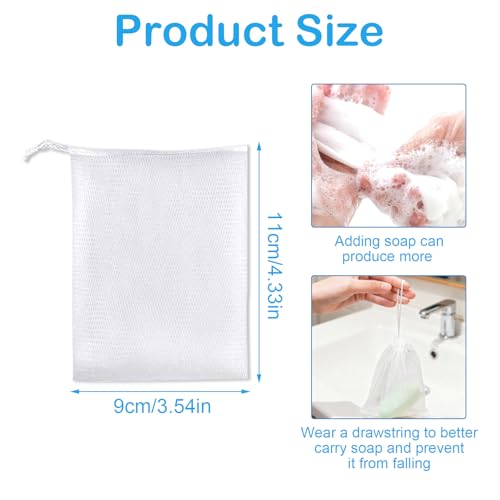40pcs Mesh Soap Bags for Soap Bars, Exfoliating Bubble Mesh Net Bars with Drawstring for Shower Face Cleansing